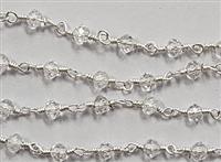 2 x 3mm Faceted Gemstone Cut Rosary Chain- Crystal