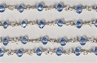 2 x 3mm Faceted Gemstone Cut Rosary Chain- Light Sapphire