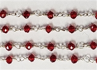 2 x 3mm Faceted Gemstone Cut Rosary Chain-Lt. Siam