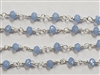 2 x 3mm Faceted Gemstone Cut Rosary Chain- Milky Blue