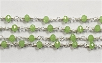 2 x 3mm Faceted Gemstone Cut Rosary Chain- Milky Green