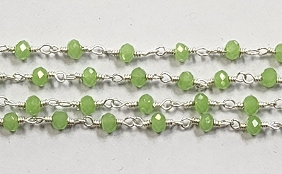 2 x 3mm Faceted Gemstone Cut Rosary Chain- Milky Green