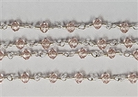 2 x 3mm Faceted Gemstone Cut Rosary Chain- Rosaline
