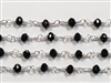 3 x 4mm Faceted Gemstone Cut Rosary Chain- Jet