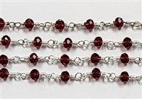 3 x 4mm Faceted Gemstone Cut Rosary Chain- Siam