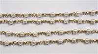 4mm Glass Pearl Rosary Chain- White/Gold