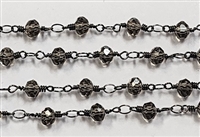 4 x 6mm Faceted Gemstone Cut Rosary Chain- Black Diamond