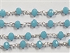 4 x 6mm Faceted Gemstone Cut Rosary Chain- Milky Aqua