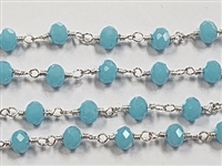 4 x 6mm Faceted Gemstone Cut Rosary Chain- Milky Aqua