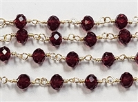 4 x 6mm Faceted Gemstone Cut Rosary Chain- Siam