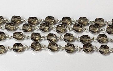 6mm Faceted Round Rosary Chain- Black Diamond