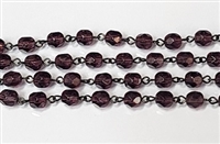 6mm Faceted Round Rosary Chain- Dark Amethyst