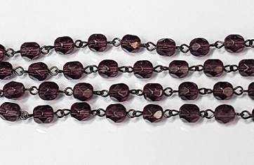 6mm Faceted Round Rosary Chain- Dark Amethyst