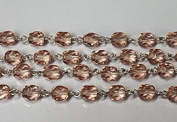 6mm Faceted Round Rosary Chain- Light Rose
