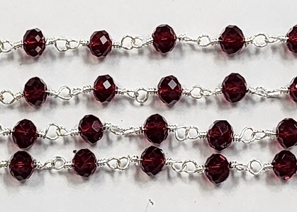 6 x 8mm Faceted Gemstone Cut Rosary Chain- Siam