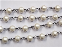 8mm Glass Pearl Rosary Chain- Cultura/Hematite