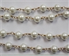 8mm Glass Pearl Rosary Chain- White/Gold