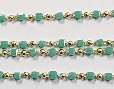 3mm Square Rosary Chain- Jade