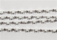 3mm Square Rosary Chain- White Alabaster