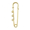 2" Swirl Kilt/Safety Pin With 3 Loops - Gold