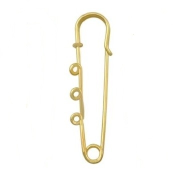 2" Swirl Kilt/Safety Pin With 3 Loops - Gold