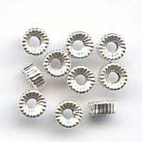 4mm Sterling Silver Corrugated Rondelle Bead