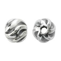 5mm Oxidized Sterling Silver Round Twist Bead