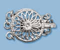 12mm Sterling Silver Round Filigree Box Clasp - Triple Strand