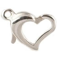 Sterling Silver Floating Heart Lobster Claw Clasp- 8mm