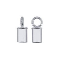 Sterling Silver Tube Endcap with Ring - 3mm