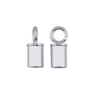 Sterling Silver Tube Endcap with Ring - 4mm