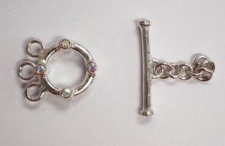 12mm Swarovski Sterling Triple Strand Toggles