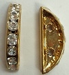 2 Hole Large Half Round Spacer Bar-8mm Spacing-CRYSTAL/GOLD