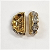 2-Hole Small Half Moon Bridge/Spacer Bar - 3.5mm Spacing -Crystal/Gold Plated