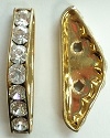 2 Hole Triangle Spacer Bar-8mm Spacing-CRYSTAL/GOLD