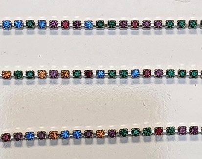 Swarovski Rhinestone Cup Chain- Size #100- Dark Multi/Rhodium