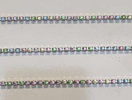 Swarovski Rhinestone Cup Chain- Size #100- Light Multi/Rhodium