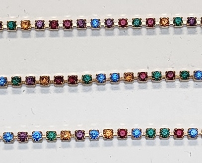 Swarovski Rhinestone Cup Chain- Size #101- Dark Multi/Gold