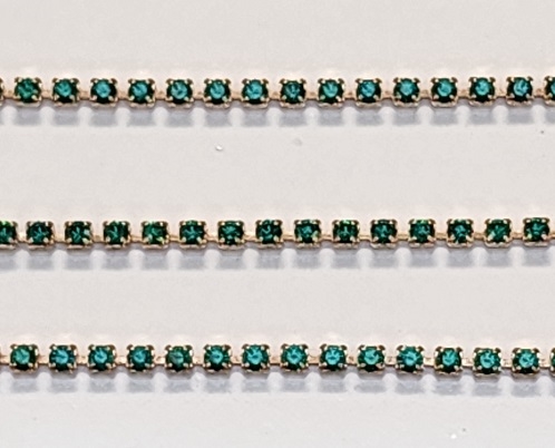 Swarovski Rhinestone Cup Chain- Size #101- Emerald/Gold