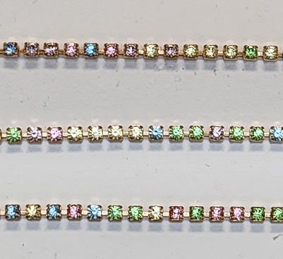 Swarovski Rhinestone Cup Chain- Size #101- Light Multi/Gold