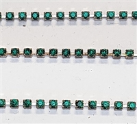 Swarovski Rhinestone Cup Chain- Size #110- Emerald/Silver