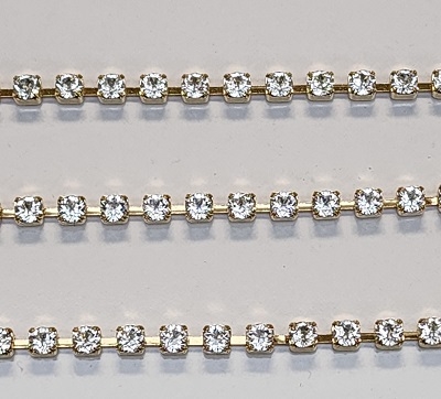 Swarovski Rhinestone Cup Chain- Size #130- Crystal/Gold