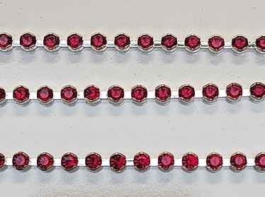 Swarovski Rhinestone Cup Chain- Round Cup- Siam/Silver