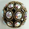 13mm Filigree Rhinestone Bead-ANTIQUE GOLD CRYSTAL AB