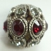 8mm Filigree Rhinestone Bead-ANTIQUE SILVER SIAM/BLACK DIAMOND