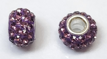 Swarovski Large Hole 8mm Pave Rondelle Bead- Amethyst