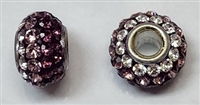 Swarovski Large Hole 8mm Pave Rondelle Bead- Crystal to Amethyst Ombre