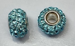 Swarovski Large Hole 8mm Pave Rondelle Bead- Aquamarine