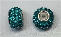 Swarovski Large Hole 8mm Pave Rondelle Bead- Blue Zircon