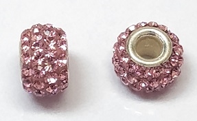 Swarovski Large Hole 8mm Pave Rondelle Bead- Light Rose